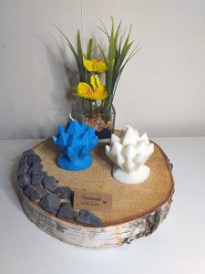 Kaarsen-overzicht 5 Blauwe kaarsjes in de vorm van ijsbloemen