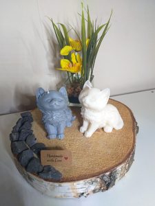 Kaarsen-overzicht 1 Milieuvriendelijke poes kaarsen - hoogte 8 cm.